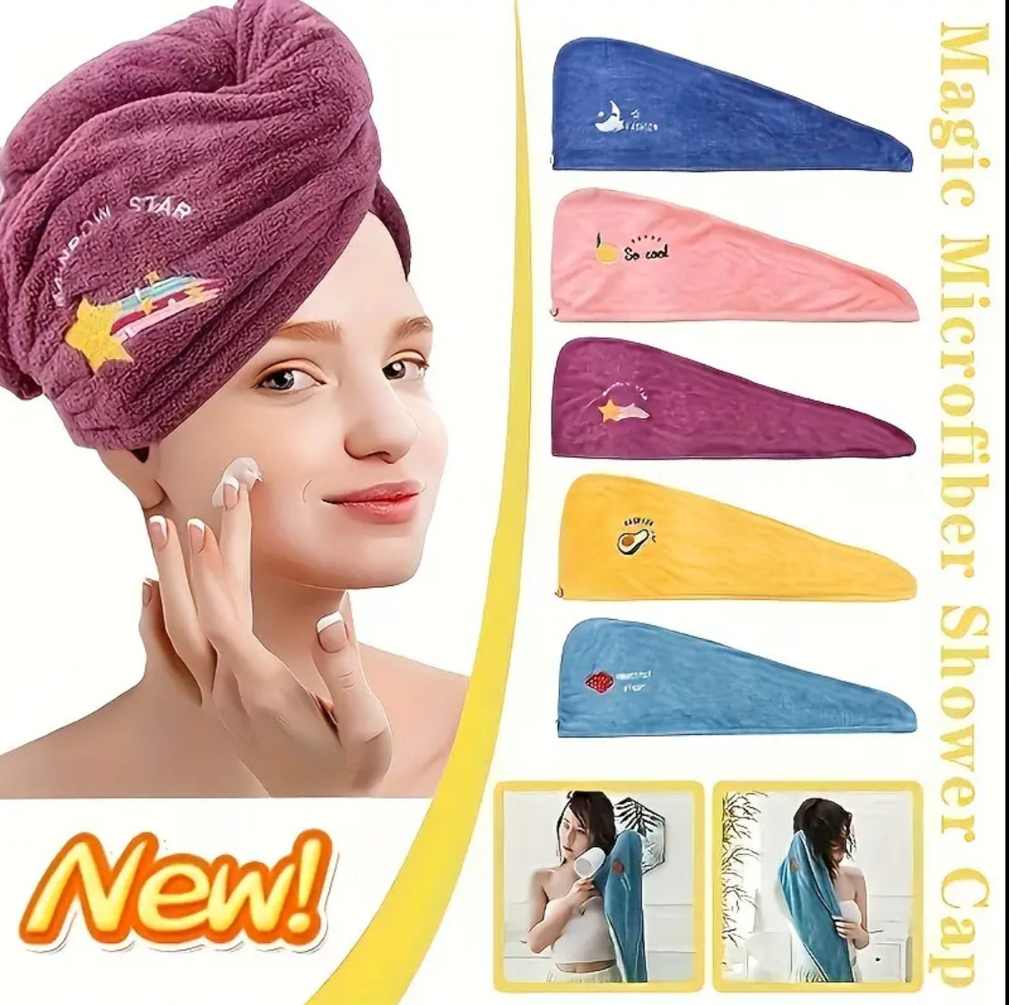 Magic Microfiber Hair Drying Towel – Quick-Dry Turban with Button