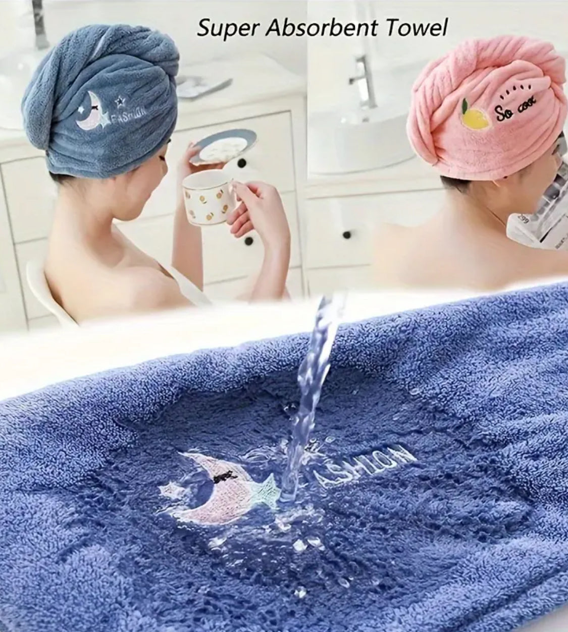 Magic Microfiber Hair Drying Towel – Quick-Dry Turban with Button