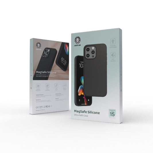 Green Lion Silicone Case with Magsafe For iPhone 15 Pro Black