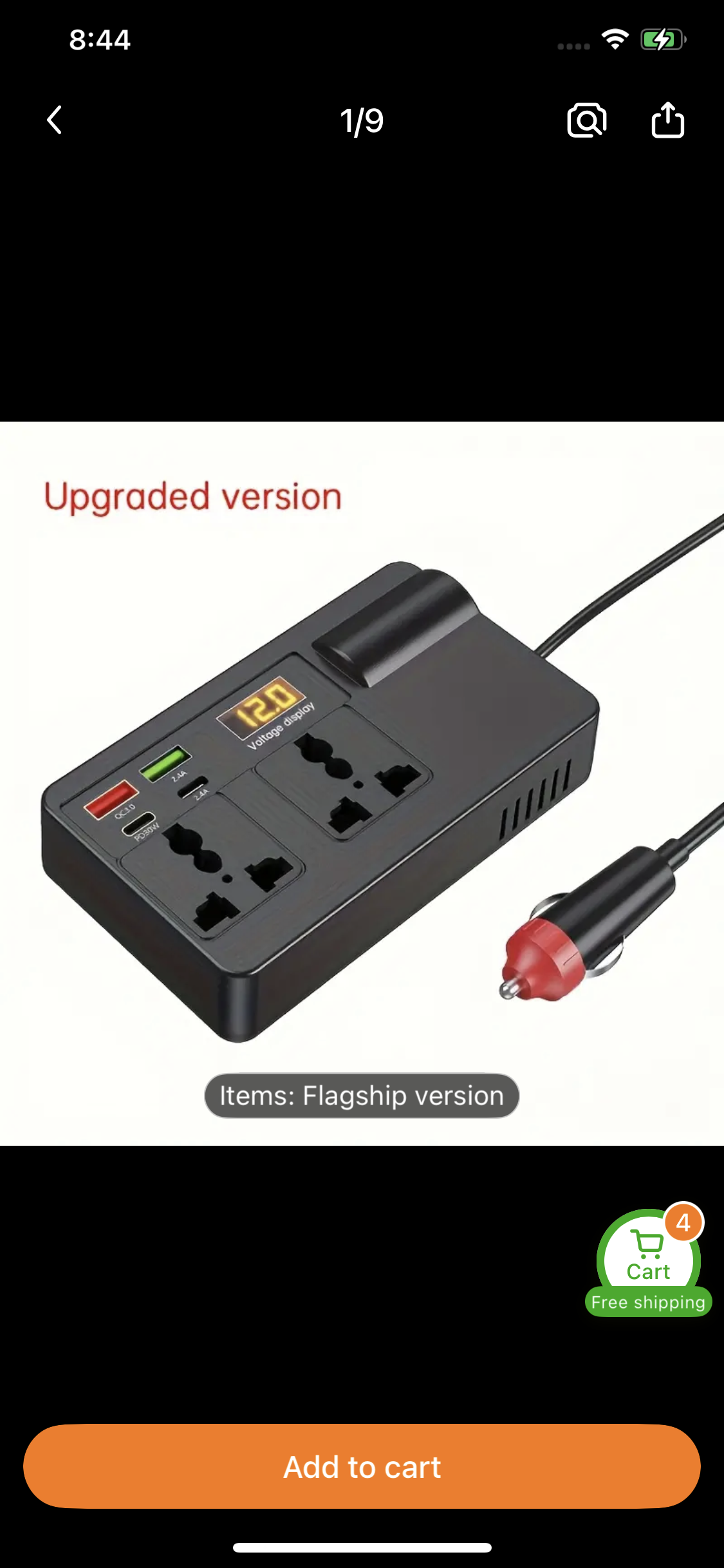 Ouyaaqii 12V/24V to 220V High-Power Car Inverter with 6-Port Expander