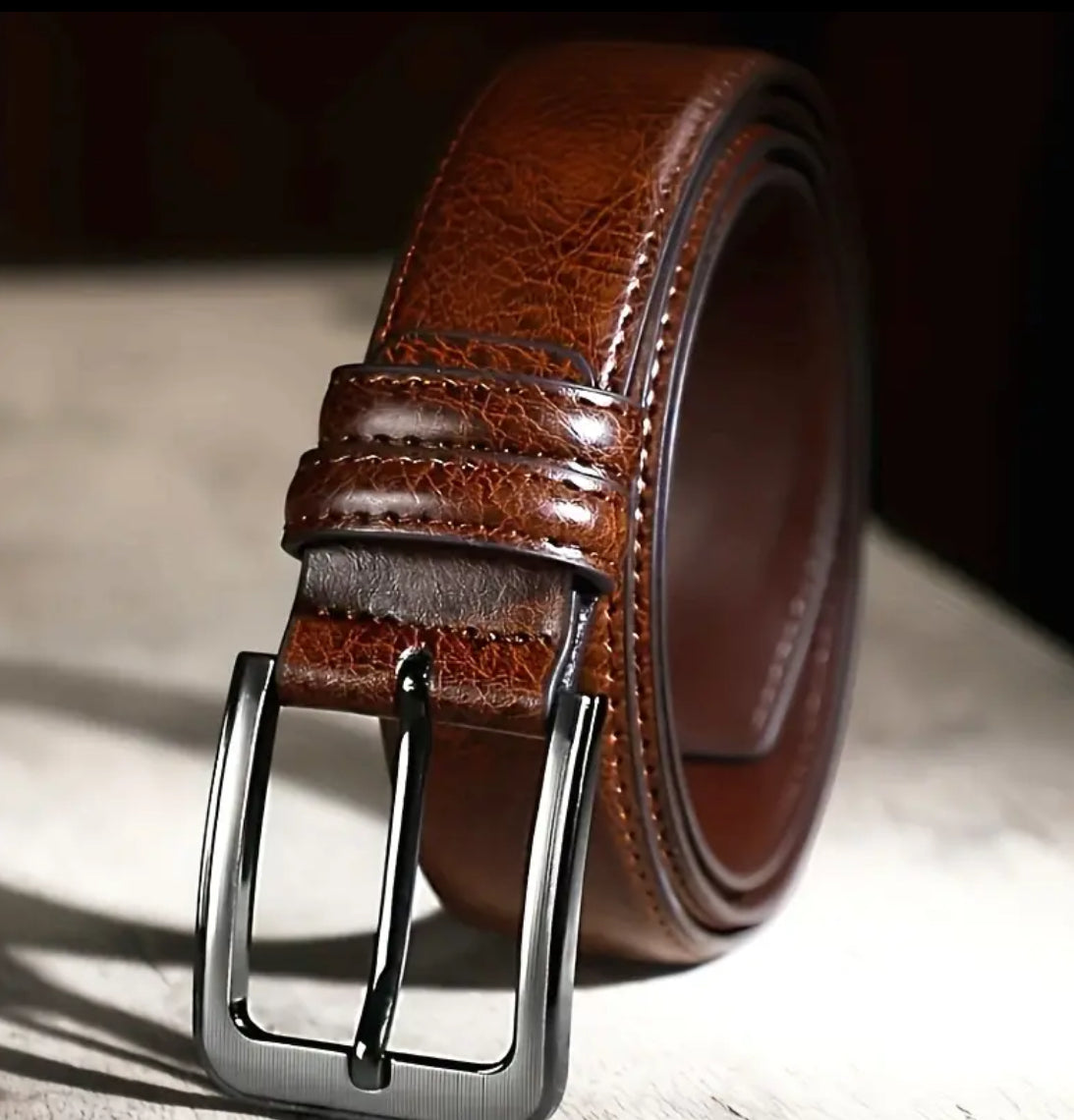 1/2 Set Men'S Genuine Leather Belts - Brown Buckle Closure