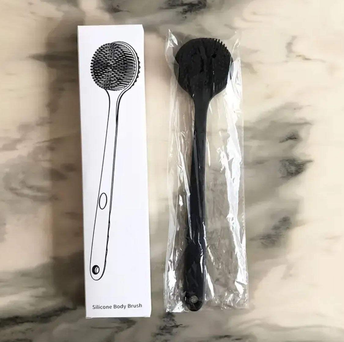 Extra Long Soft Silicone Bath Brush with Ergonomic Handle