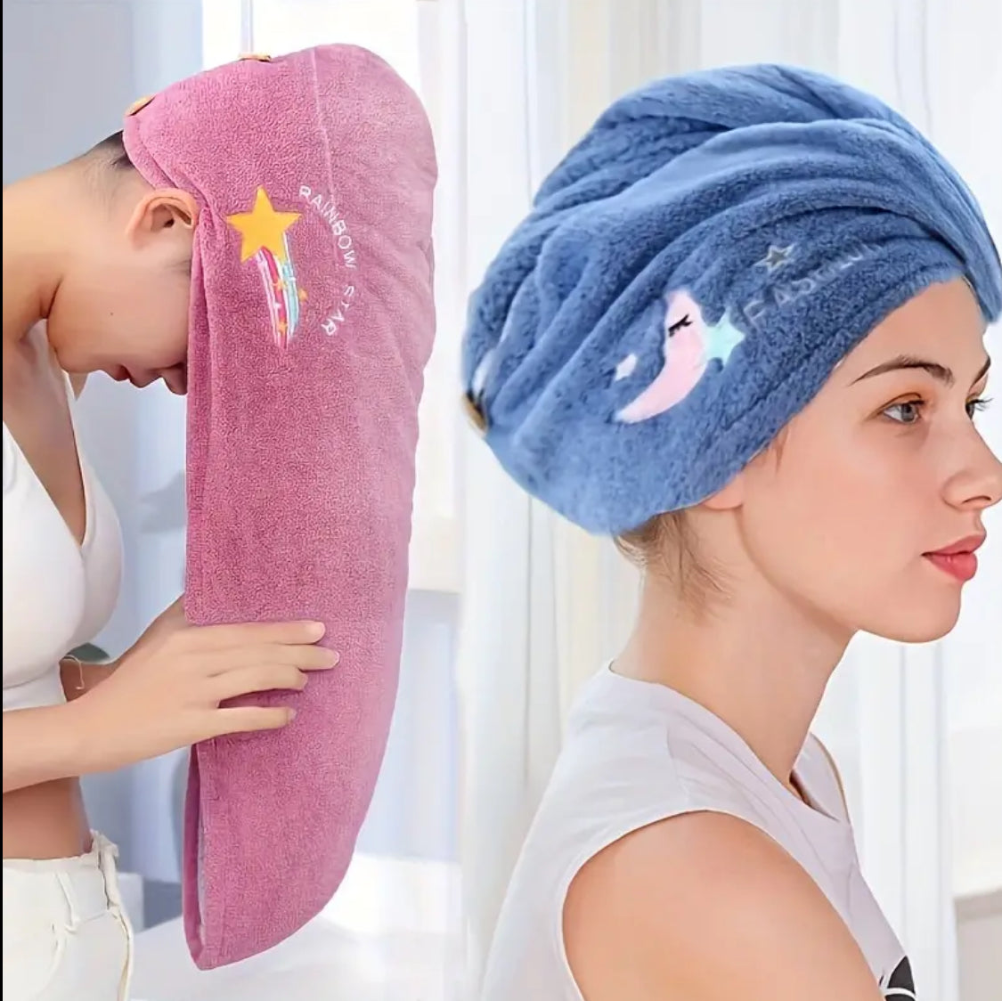 Magic Microfiber Hair Drying Towel – Quick-Dry Turban with Button