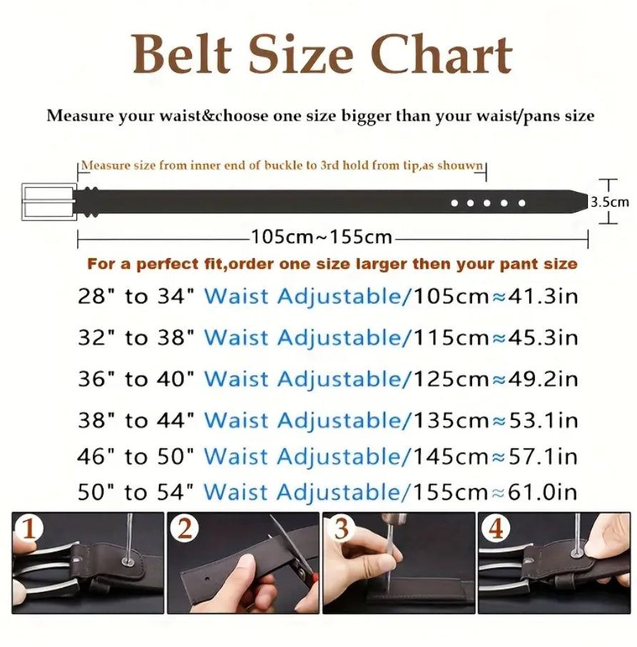 1/2 Set Men'S Genuine Leather Belts - Brown Buckle Closure