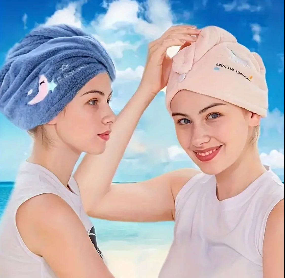 Magic Microfiber Hair Drying Towel – Quick-Dry Turban with Button