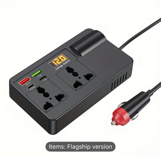 Ouyaaqii 12V/24V to 220V High-Power Car Inverter with 6-Port Expander