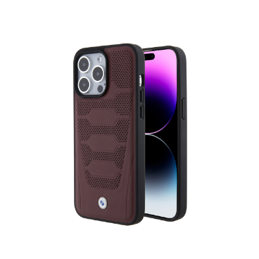 BMW Leather Seats Pattern Burgundy iPhone 15 Pro (Magsafe)