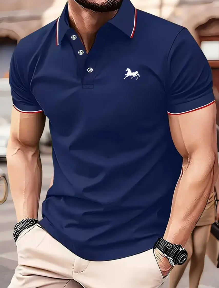Men’s Horse Print Summer Shirt – Regular Fit, Short Sleeve