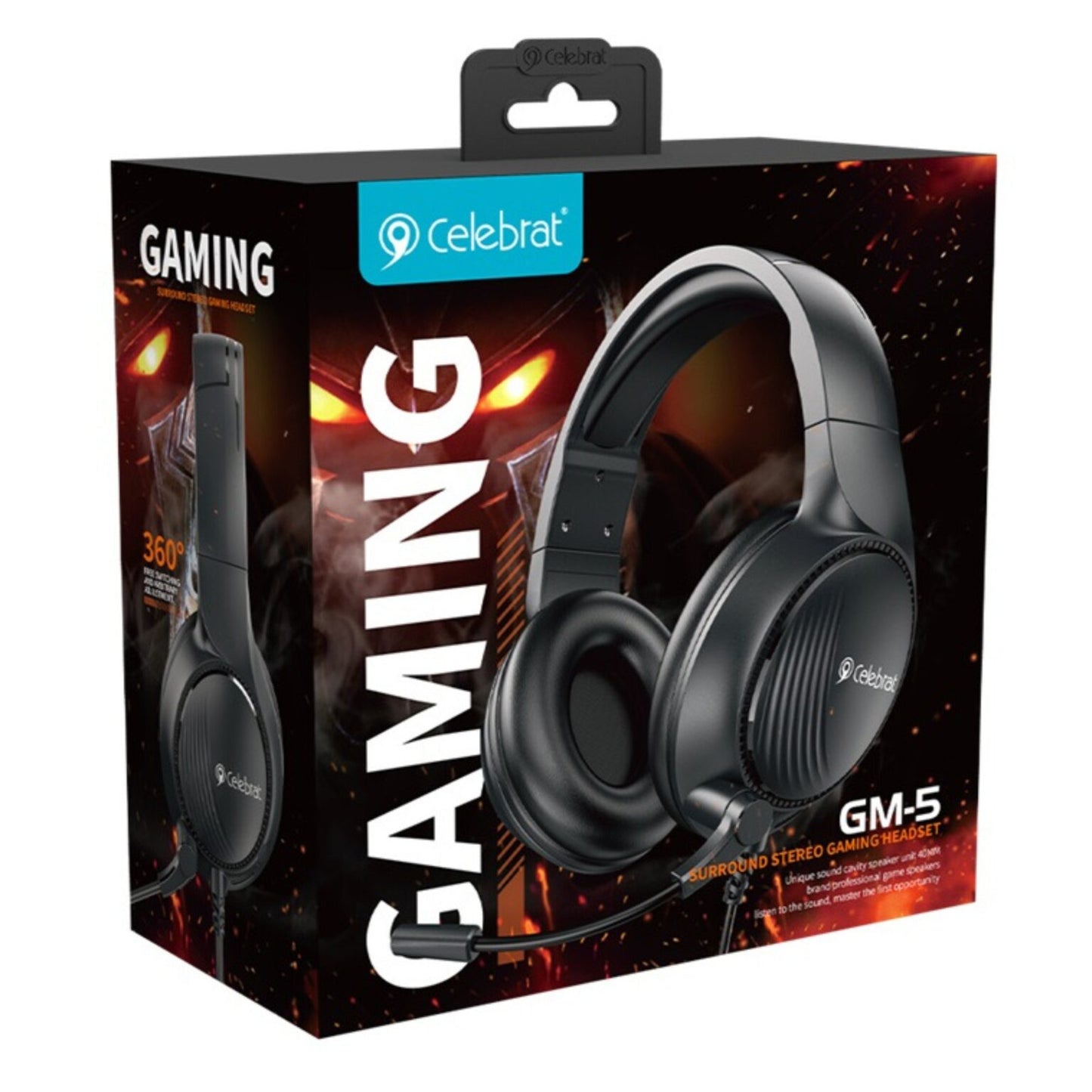 Celebrat GM-5 Over-Ear Wired Headphones with Microphone Gaming Stereo Effect