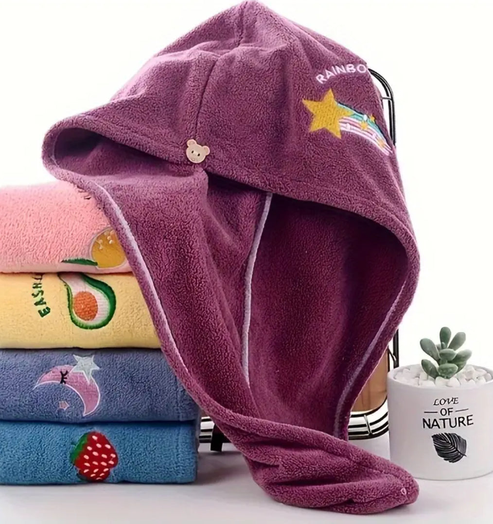 Magic Microfiber Hair Drying Towel – Quick-Dry Turban with Button
