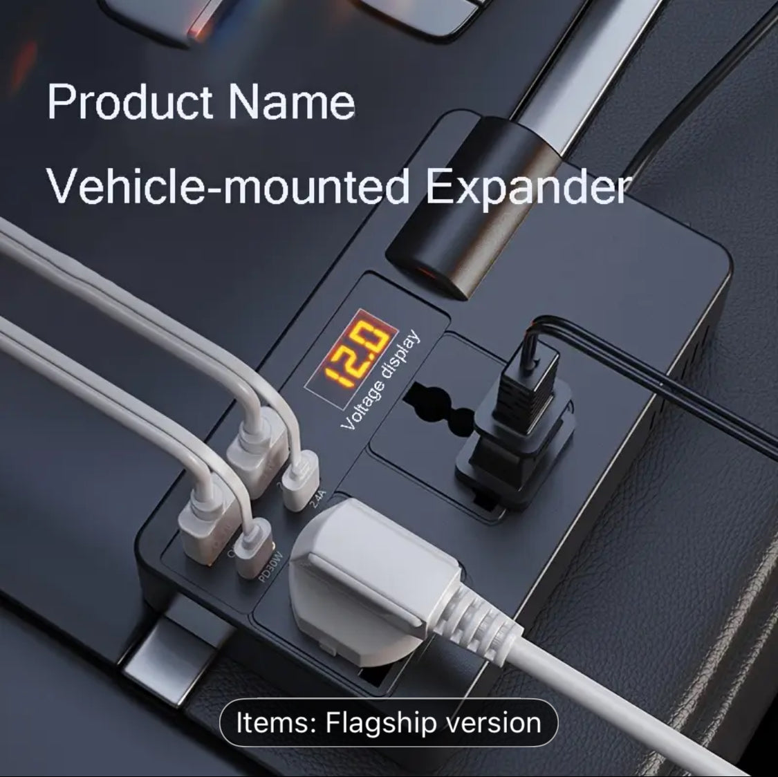 Ouyaaqii 12V/24V to 220V High-Power Car Inverter with 6-Port Expander
