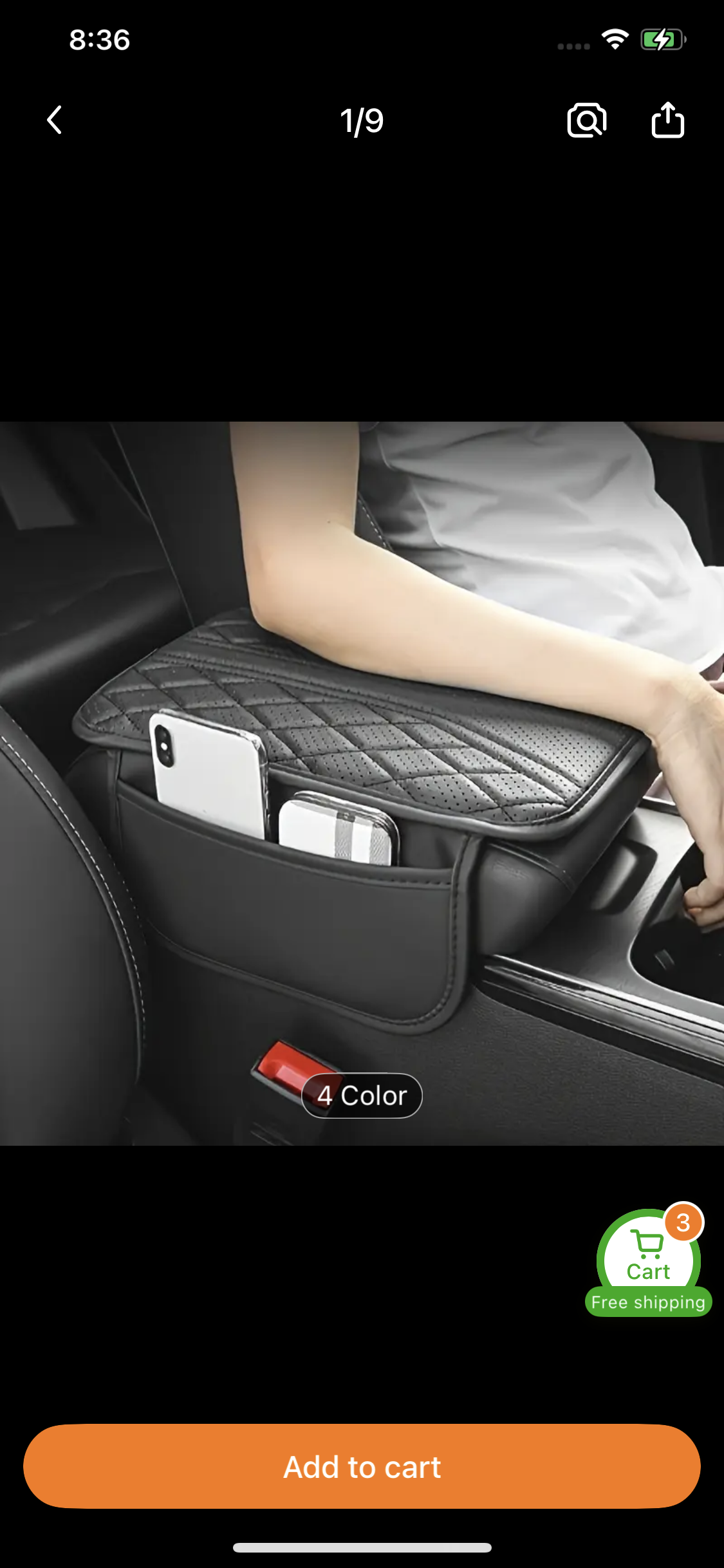 PU Leather Car Armrest Pad with Storage – Universal Fit
