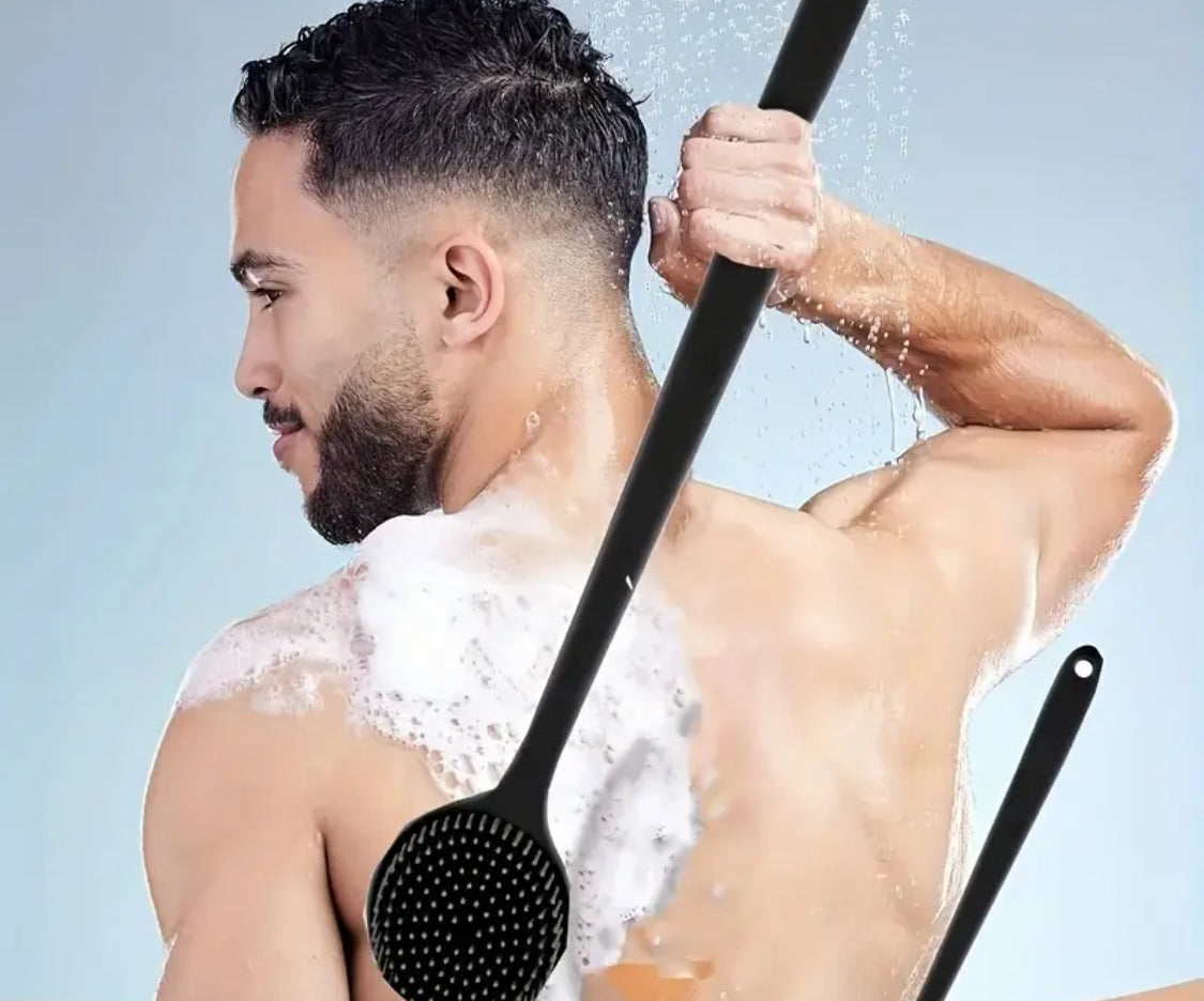 Extra Long Soft Silicone Bath Brush with Ergonomic Handle