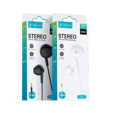 Celebrat G34 Wired Bass Earphone – Black
