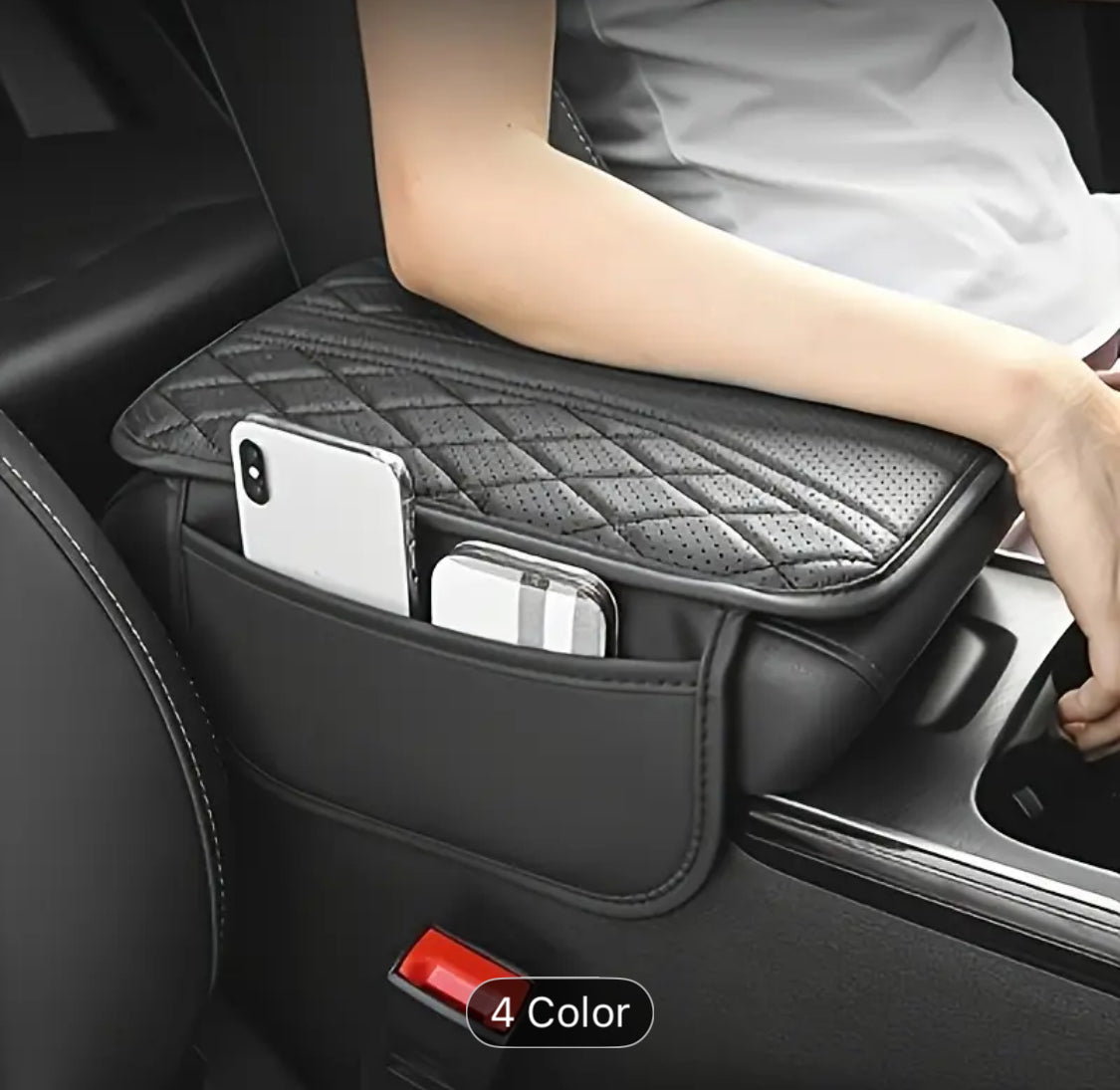 PU Leather Car Armrest Pad with Storage – Universal Fit