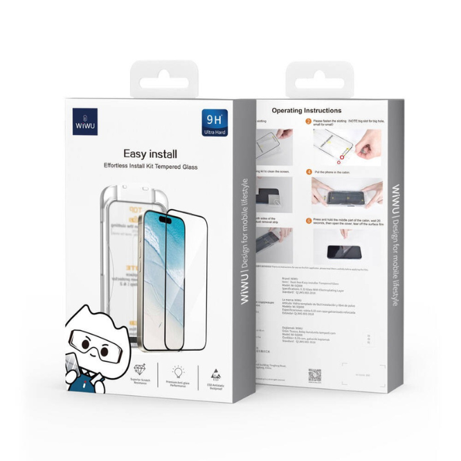 Wiwu WI-SQ008 iPhone 16 Series Easy Install Effortless Kit Tempered Glass