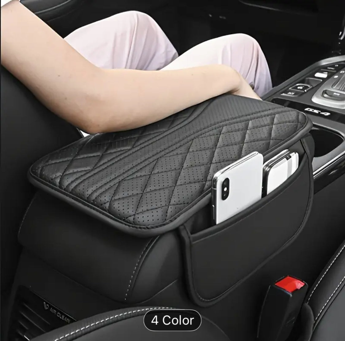 PU Leather Car Armrest Pad with Storage – Universal Fit