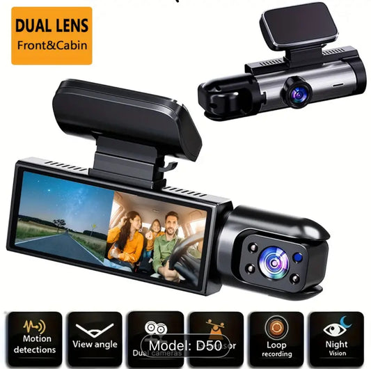 ZKCAMSPY Dual Lens 1080P HD Dash Cam – Front & Cabin View