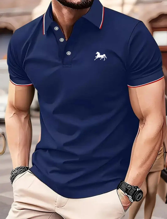 Men’s Horse Print Summer Shirt – Regular Fit, Short Sleeve