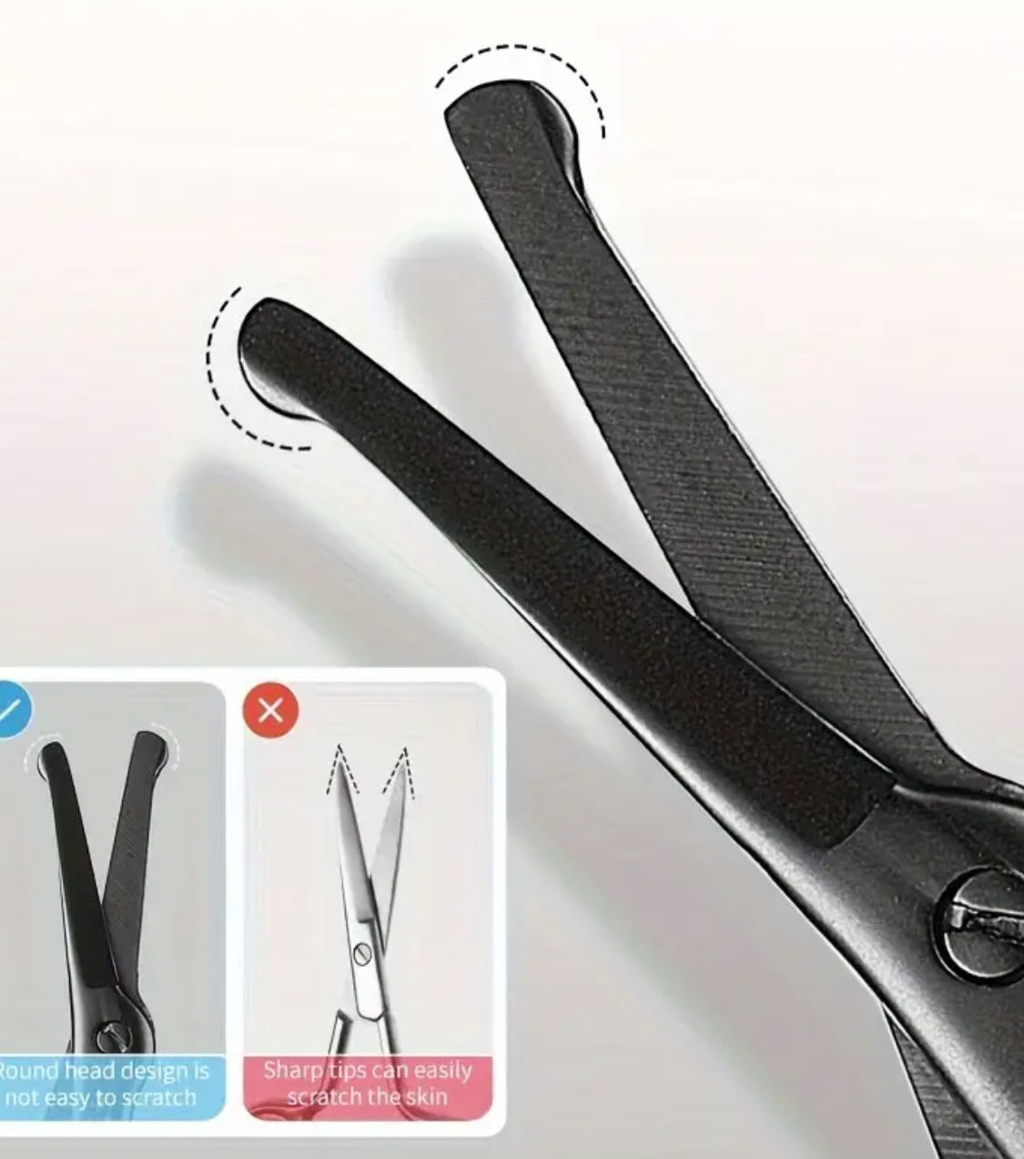 Stainless Steel Safety Scissors – Round Tip for Nose, Beard & Eyebrows