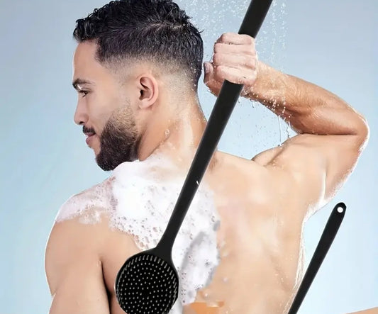Extra Long Soft Silicone Bath Brush with Ergonomic Handle