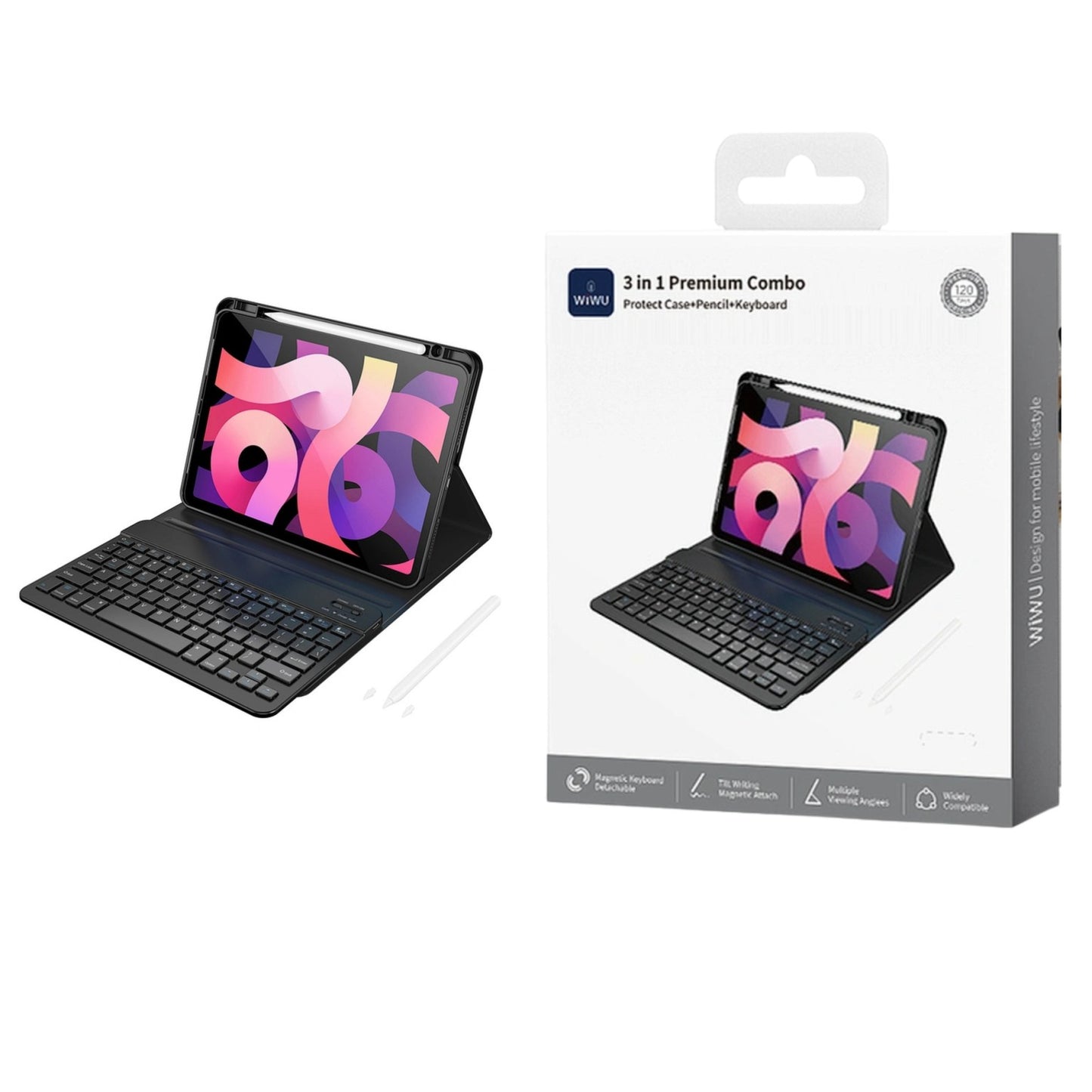 WiWU MK-006 3 In 1 Premium Combo Protect Case+Pencil+Keyboard for iPad Pro 13 2024 – Black