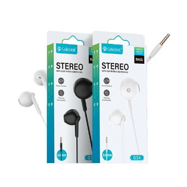 Celebrat G34 Wired Bass Earphone – Black