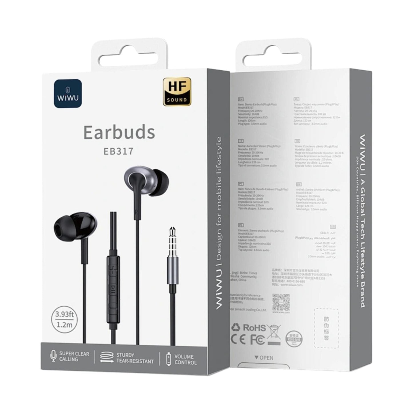 WiWU EB317 Stereo Earphone – Black / White